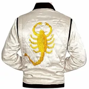 Mens Motorcycle Driver Gosling Scorpio Logo Bomber Satin Jacket