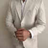 2 Piece Cream Linen Men's Suit