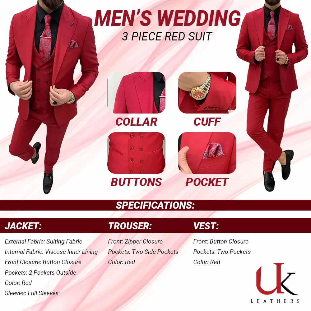 3 piece red suit