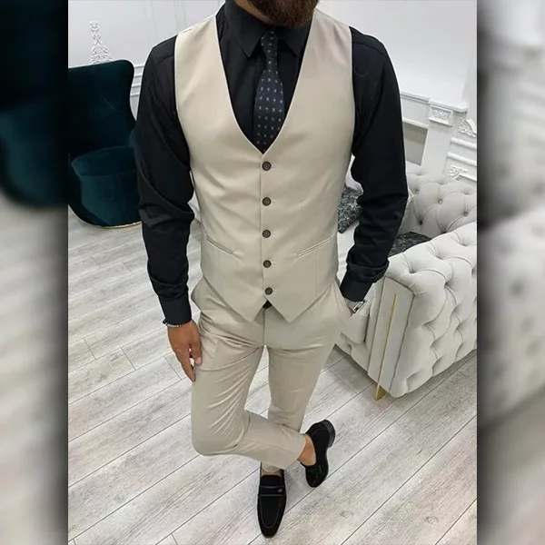 Men's 3 Piece Ivory Slim Fit Wedding Suit