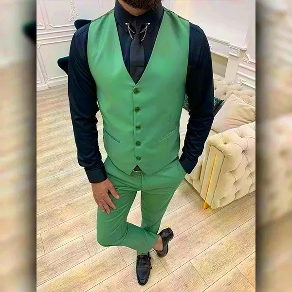 Men's Light Green 3 Piece Slim Fit Suit