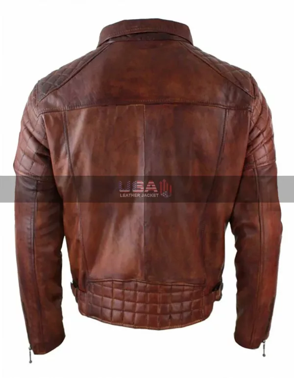 Brando Vintage Biker Café Racer Washed Distressed Brown Leather Jacket