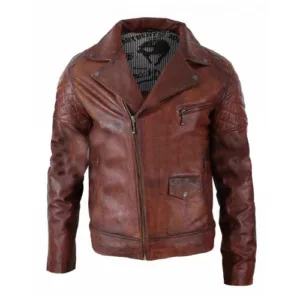 Brando Vintage Biker Café Racer Washed Distressed Brown Leather Jacket