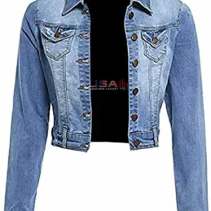 Women’s Cropped Blue Denim Jacket