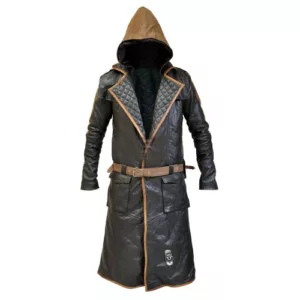 Assassin's Creed Syndicate Jacob Frye Brown Hood Costume Leather Coat
