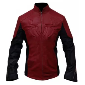 SpiderMan Logo Red And Black Motorcycle Leather Jacket