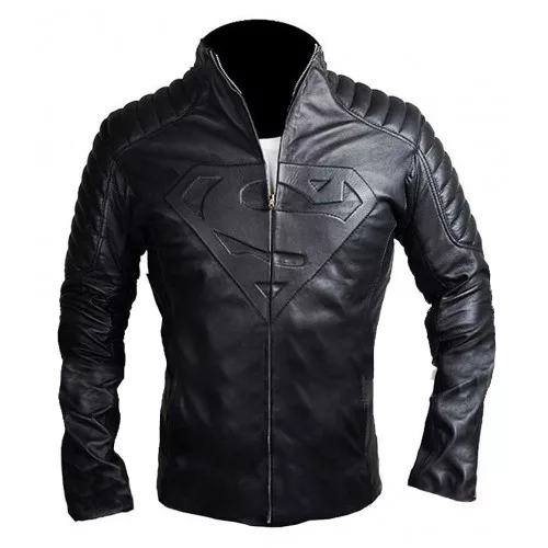 Superman Movie Smallville Black Quilted Leather Jacket