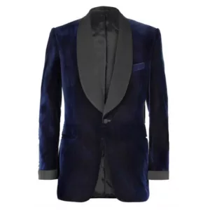 Taron Egerton Kingsman Smoking Dinner Blue Velvet Tuxedo Blazer