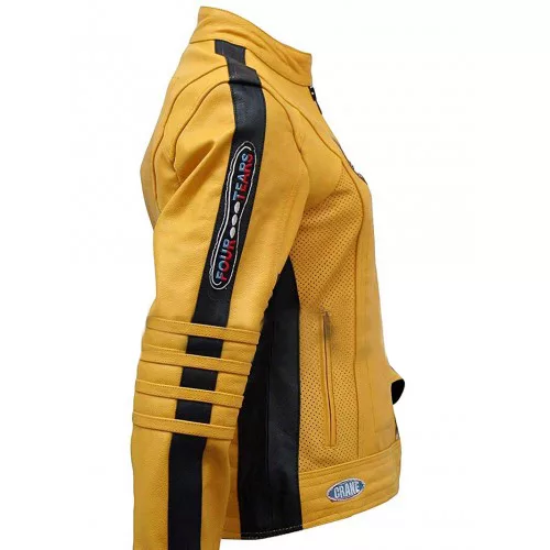 Kill Bill Movie Uma Thurman Bride Unisex Yellow Biker Leather Jacket 