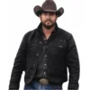 Yellowstone Rip Wheeler Costume Cole Hauser Black Suede Leather Jacket