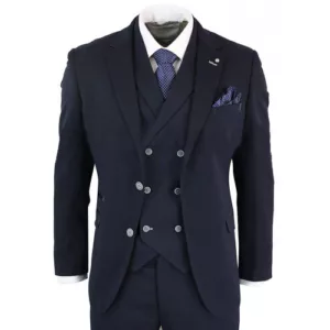 1920s Mens Vintage Tuxedo 3 Piece Navy Blue Suit