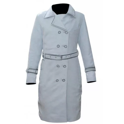 Daryl Hannah (Elle Driver) Kill Bill White Leather Trench Coat