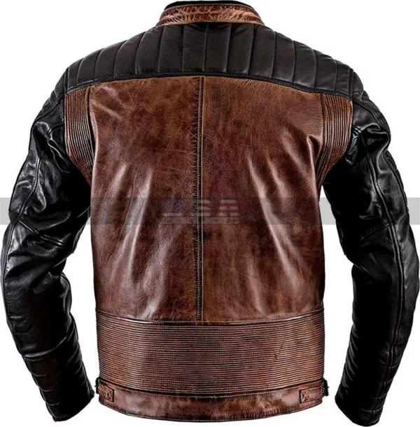 Men Brando Cafe Racer Retro Biker Brown Leather Jacket