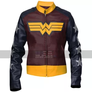 Wonder Woman Princess Diana Biker Costume Leather Jacket