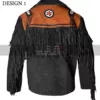 Western Men's Cowboy Black Fringe Suede leather Jacket