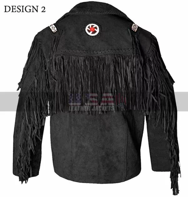 Western Men's Cowboy Black Fringe Suede leather Jacket