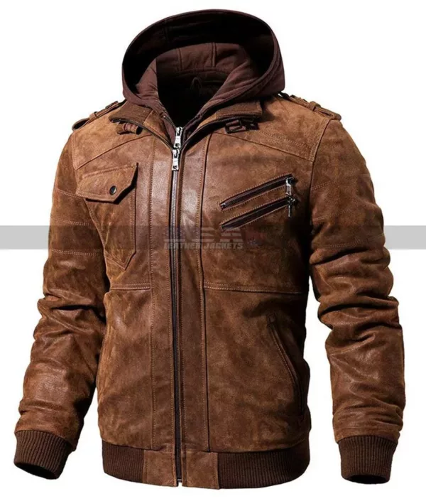 PUBG Playerunknowns Battlegrounds Player Leather Hooded Jacket
