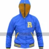 Women's Riverdale Cheer Leader Girls Varsity Blue Bomber Hooded Jacket