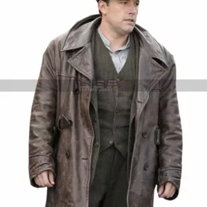 Live By Night Ben Affleck Vintage Distressed Brown Leather Coat  
