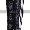 Sports Wear Jogging Track Pants Bottom Case Black & White Stripe Men's Leather Trousers
