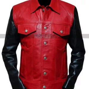 Justin Classy Slim Fit Red And Black Leather Jacket