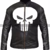 Men's Halloween Outfit For Adults Biker Skull Black Leather Jacket 