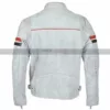 Men's Cafe Racer Motorcycle Slim Fit White Stripe Gulf 2 Biker Leather Jacket