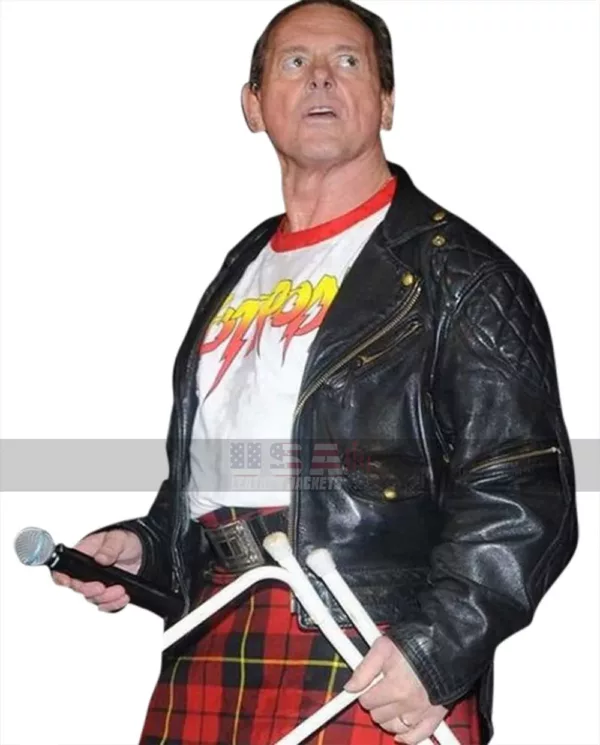 Rowdy Roddy Piper WWE Wrestler Quilted Shoulders Leather Jacket