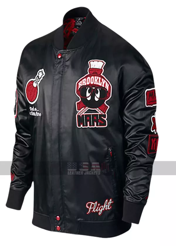 Marvin The Martian Air Jordan Black Bomber Leather Jacket
