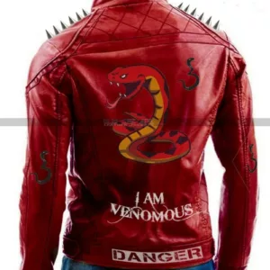 I Am Venomous Spikes Mens Studded Danger Last Red Jacket