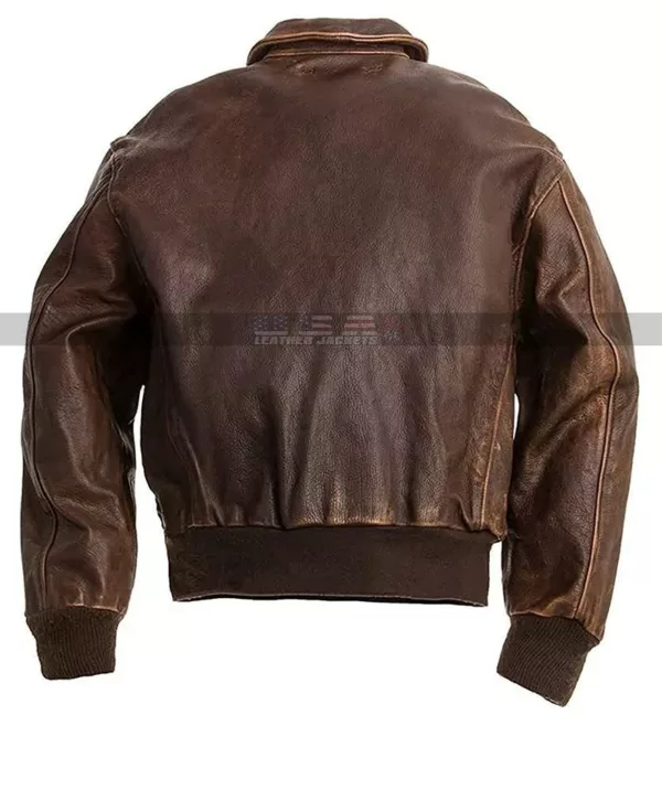 Men's USAAF A-2 Air Force Flight Aviator Brown Distressed Leather Jacket