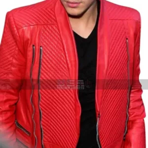Quilted Style Justin Red Leather Jacket