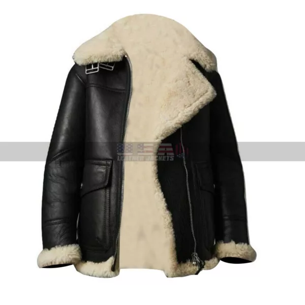 Women's Winter Apparels Bomber B3 Black Leather Jacket