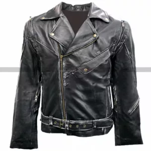 Terminator 2 Arnold Black Motorcycle Leather Jacket