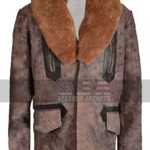 Justice League Aquaman Fur Collar Brown Leather Coat