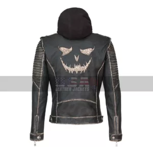 The Killing Suicide Squad Joker Slim Fit Hooded Leather Jacket