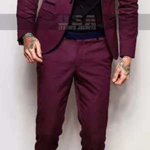 Men Skinny Fit With Stretch Contrast Piping Suit
