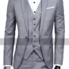 Men Notch Lapel Slim Fit Grey 3 Piece Party Tuxedo Suit