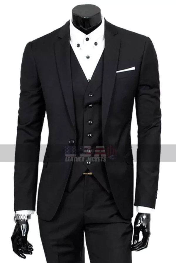Men Notch Lapel Slim Fit Grey 3 Piece Party Tuxedo Suit