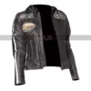 Women's Retro 2 Motorcycle Distressed Gray Leather Jacket 