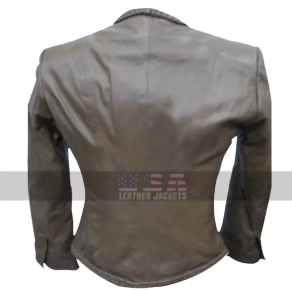Women Body Fitted Stylish Biker Grey Leather Jacket