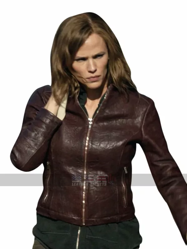 Peppermint Movie Jennifer Garner Maroon Leather Jacket For Women's 