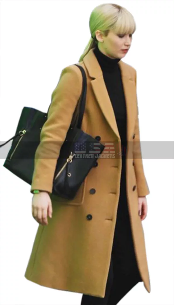 Jennifer Lawrence Red Sparrow Brown Wool Trench Coat