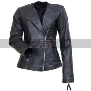 Michelle Marie Pfeiffer Black Biker Leather Jacket