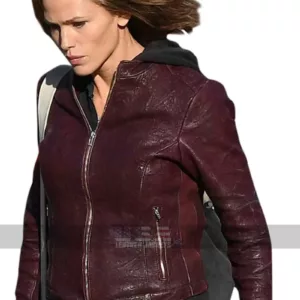 Peppermint Movie Jennifer Garner Maroon Leather Jacket For Women's 