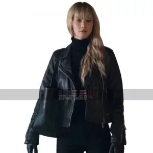Red Sparrow Movie Costume Jennifer Lawrence Black Leather Biker Jacket 