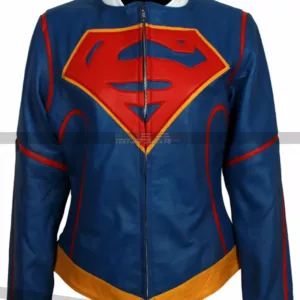 Supergirl Costume Kara Danvers Blue Leather Jacket 